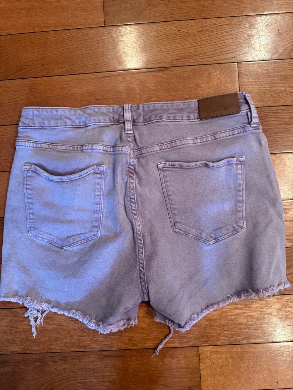 Dear John Gigi Distressed Lavender Denim Shorts Size 31 EUC Raw Hem - Picture 5 of 6